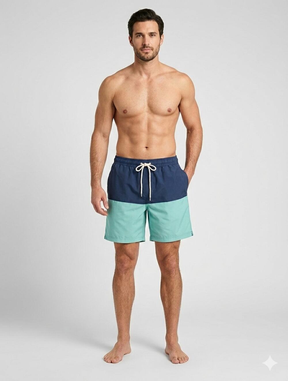 Trinity Coast Mens Blue Colorblock Swim Trunks 9" Drawstring Waist Size 2XL NWT